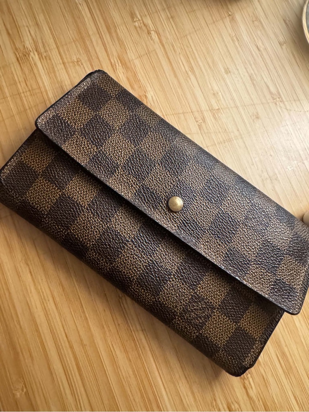 Brown Checkered Long Women's Wallet - Picture 12 of 14